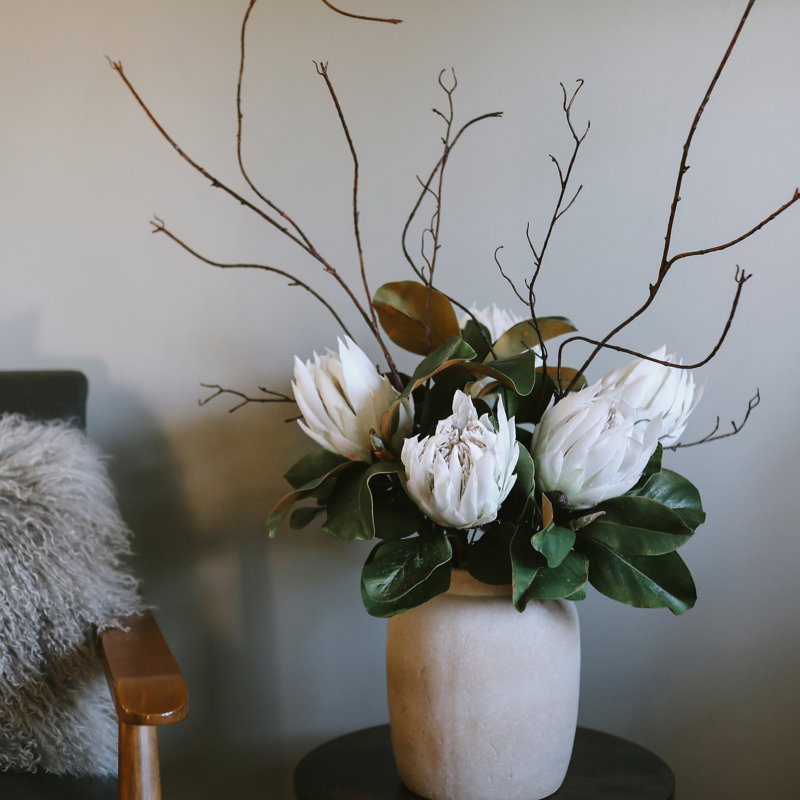 Protea Faux Floral, Burgundy