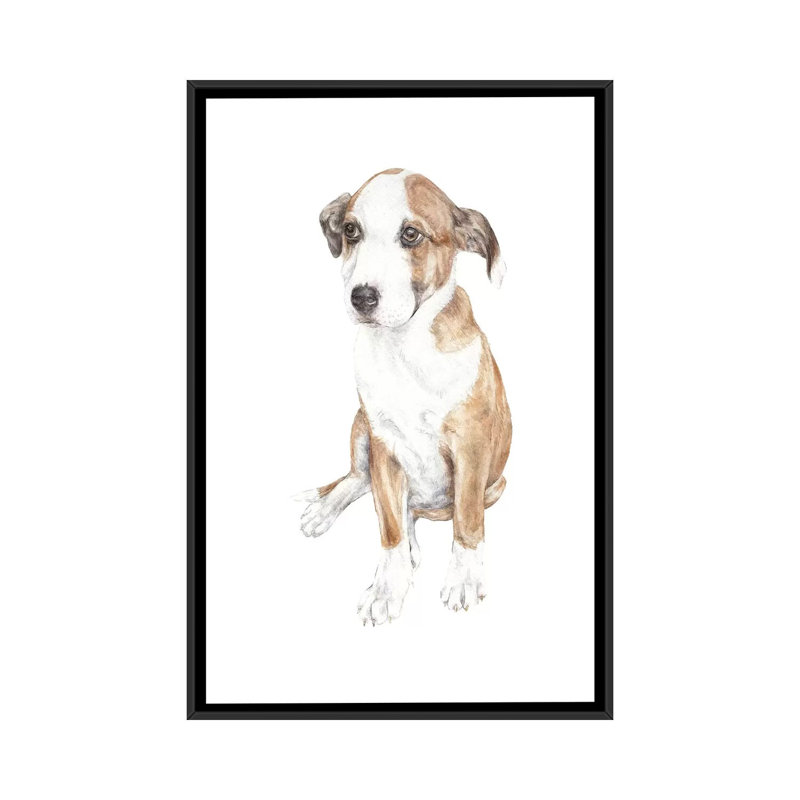 « doux chiot dog », impression sur toile, H 26 po x l 18 po x P 1,5 po, Toile avec cadre noir, Pas de tapis