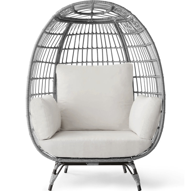 Wicker Outdoor Lounge Chair, Gray, Cream