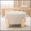 Repose-pieds rond de 24,8 po avec tissu en peluche doux et pieds en bois naturel pour la maison et le bureau