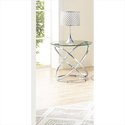 Table basse de salon avec structure en acier inoxydable argenté doux, design contemporain
