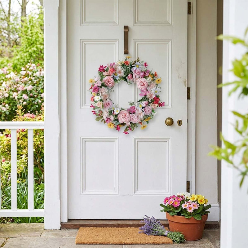 Couronne de pivoines roses artificielles 18,8 pouces