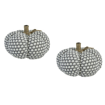 Set Of 2, 8X8x6.3"H Knite Pumpkin, Pumpkin Ornament Decor For Holiday Harvest Festival Fall Festival & Thanksgiving