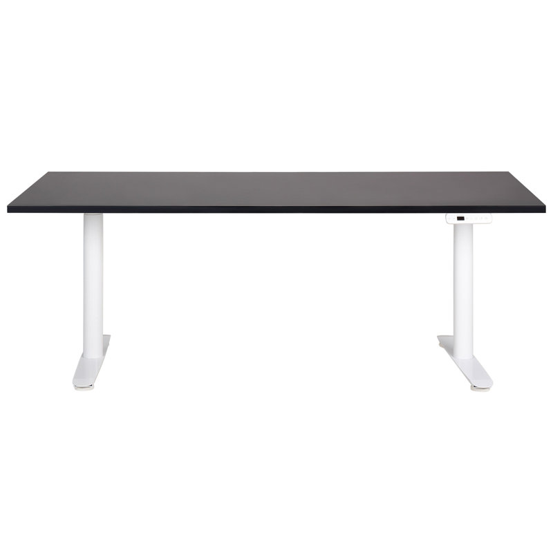 Garrey Adjustable Metal Base Standing Desk, White, Black, 132cm H x 180cm W x 80cm D