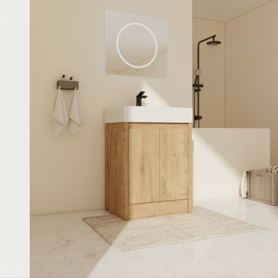 Ensemble de meuble-lavabo simple autoportant de 23,63 po avec plateau en résine Deena
