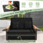 Ensemble de lit de jour en rotin  avec causeuse et repose-pieds avec rangement-2721786