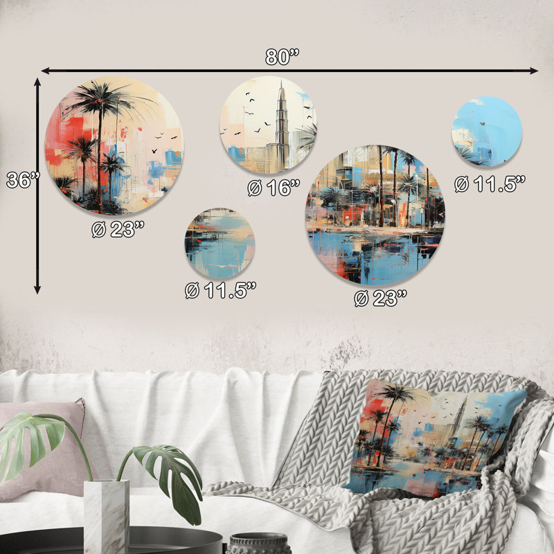Ensemble de 5 superpositions d'art murales rondes en dubai