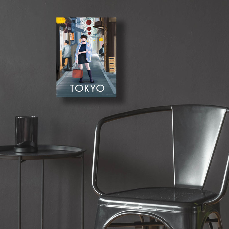 Art mural en verre, "Girl in tokyo" par Omar Escalante, H 16 po x l 12 po x P 0,13 po