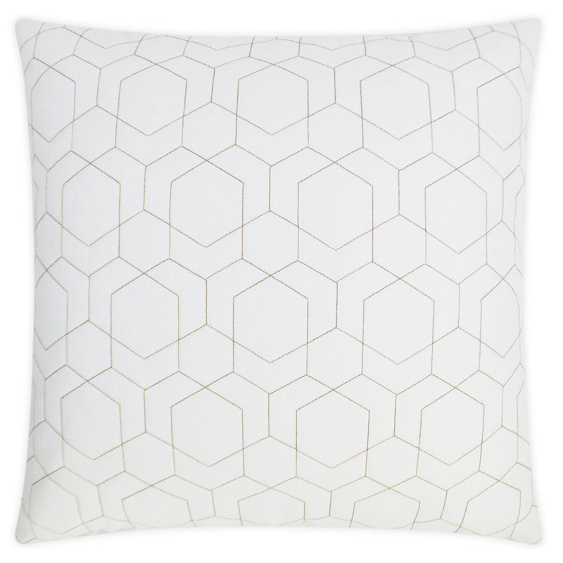 Hex Quilt Square Indoor/Outdoor Pillow Cover & Insert, White