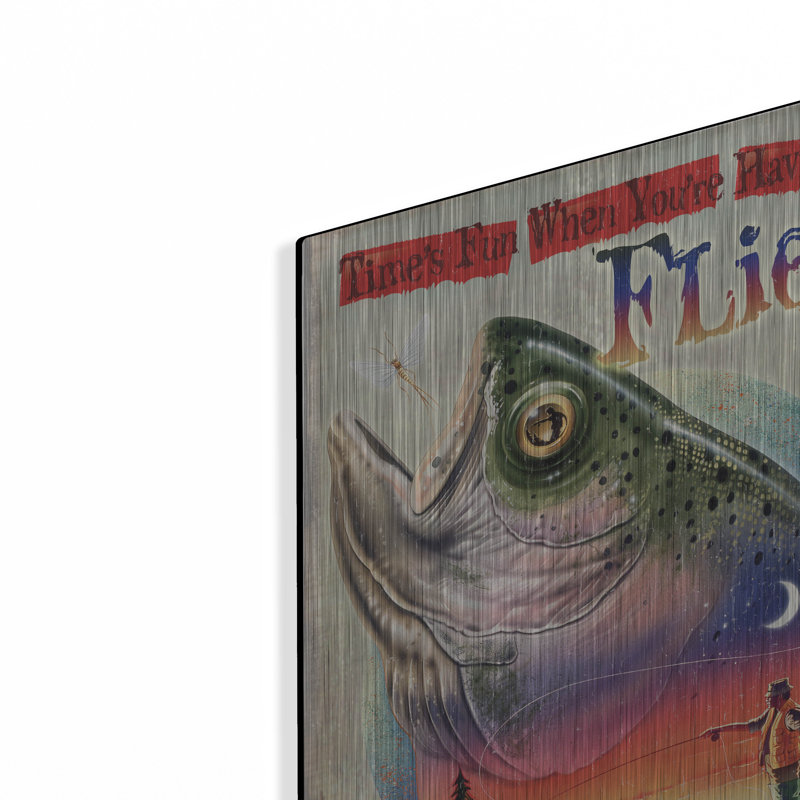 Art mural en métal Latitude Run® «Bass Fly Fish» par James Mazzotta, H 16 po x l 12 po