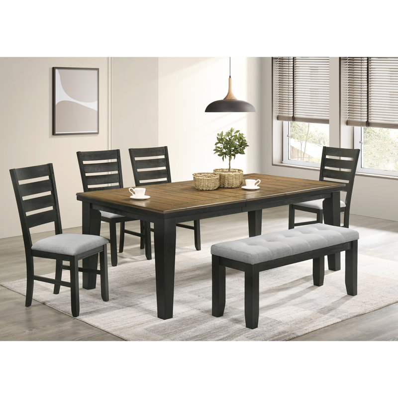 Banc contemporain avec revêtement en lin gris et pieds fuselés en bois, meuble rectangulaire