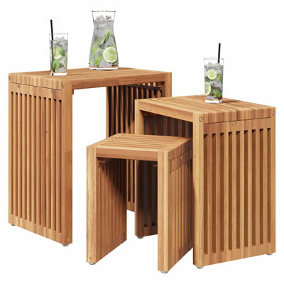 Ensemble de 3 tables d'appoint de jardin vidaXL - brun 12,99 po x 17,52 po x 20,08 po