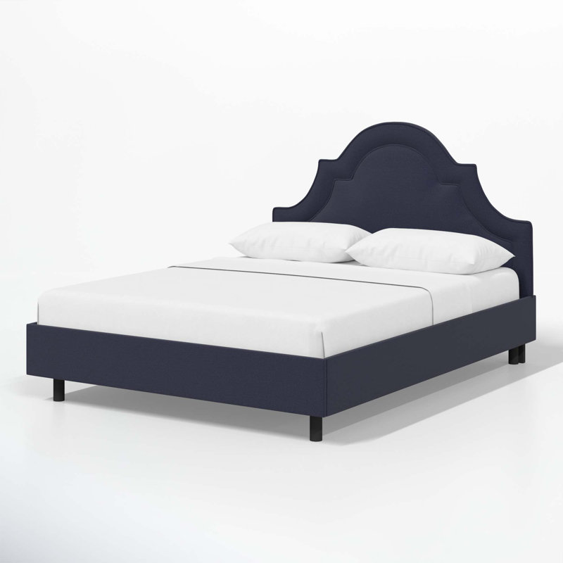 Knipe Upholstered Unfinished Scalloped Bed, Zuma White Textured Linen, Full