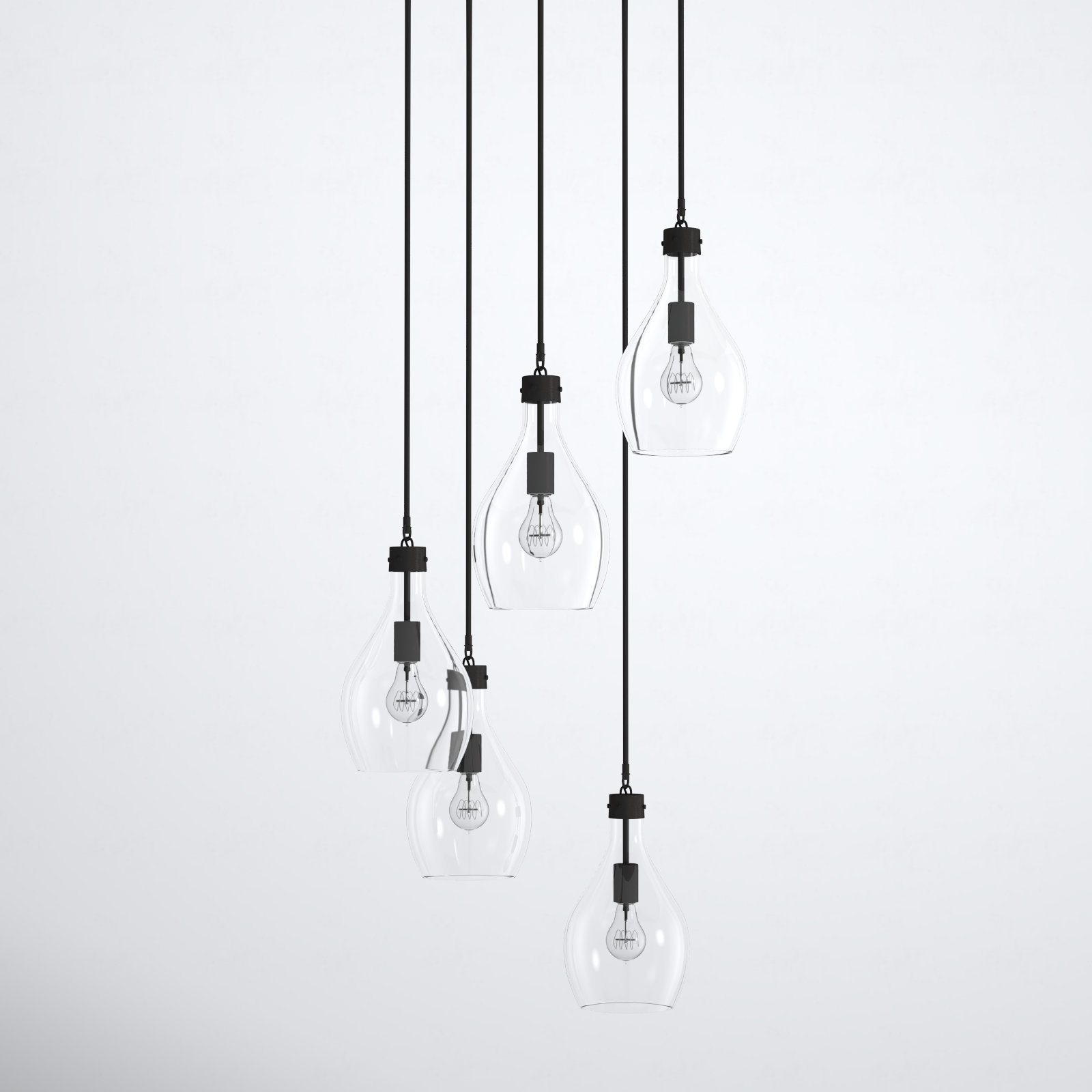 Breece 5 Light Glass Dimmable Pendant