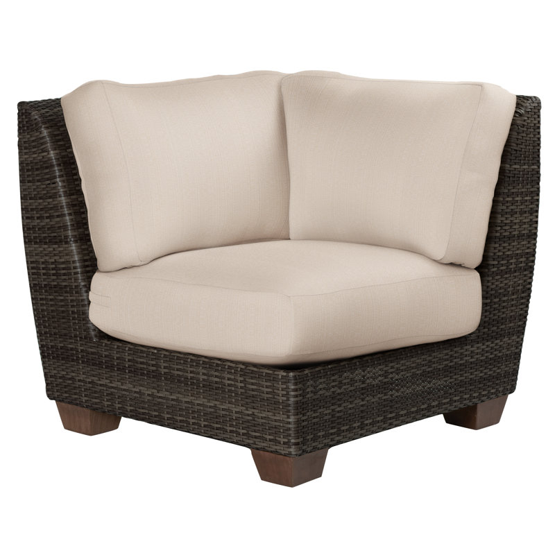 Chaise de patio avec coussins Saddleback, Lin beige antique Sunbrella®, Café