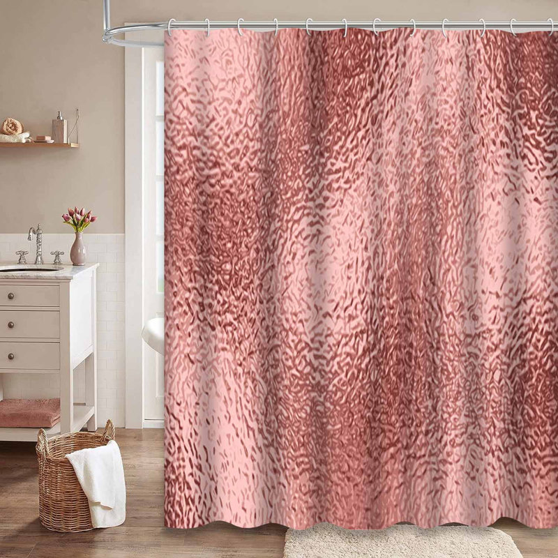 Rideau de douche doré à surface brillante avec 12 crochets, L 72 po x l 72 po