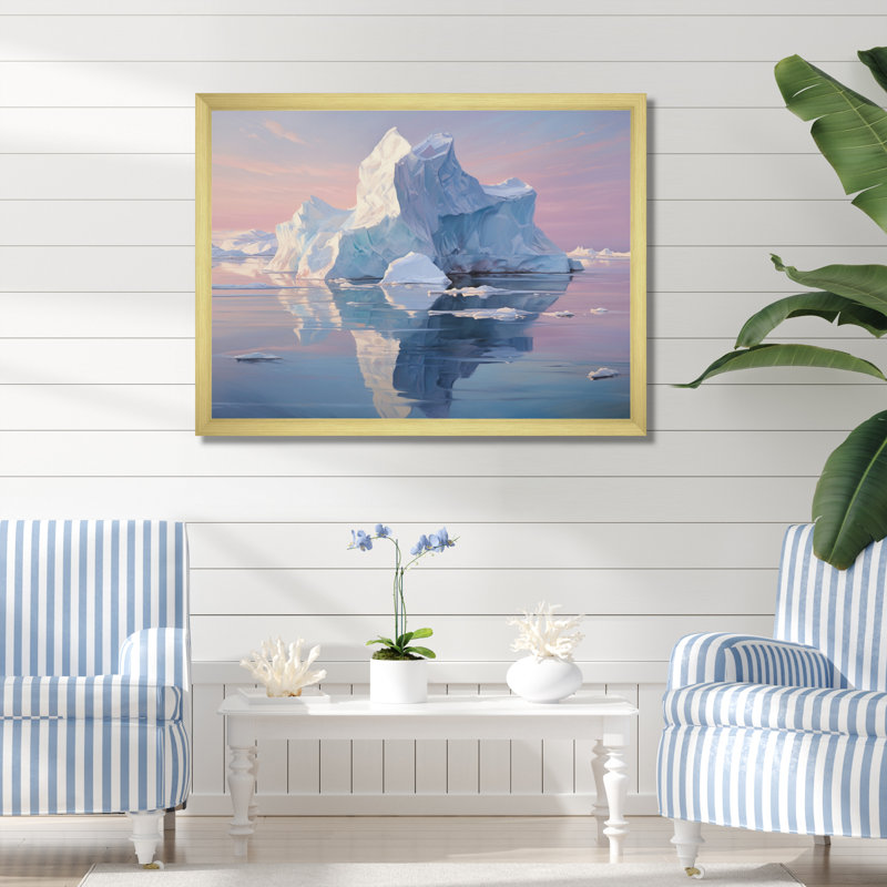 Iceberg blanc et blanc sérénité, Cadre doré à une seule photo, H 12 po x l 20 po x P 1 po