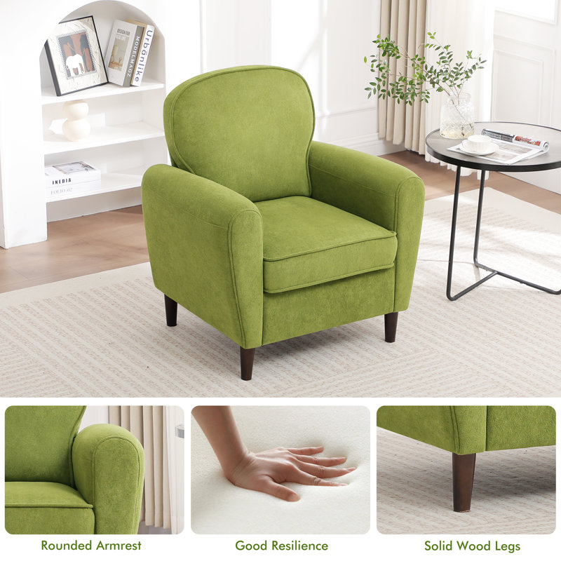 Fauteuil rembourré avec pieds en bois, Vert