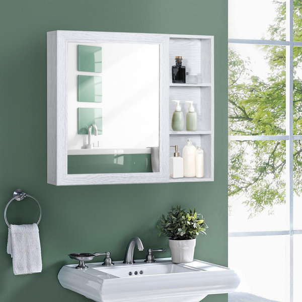 CVERTHAF Armoire à Pharmacie Murale Avec Miroir Et étagères De Rangement, Bleu, 40 X 65 X 11 Cm