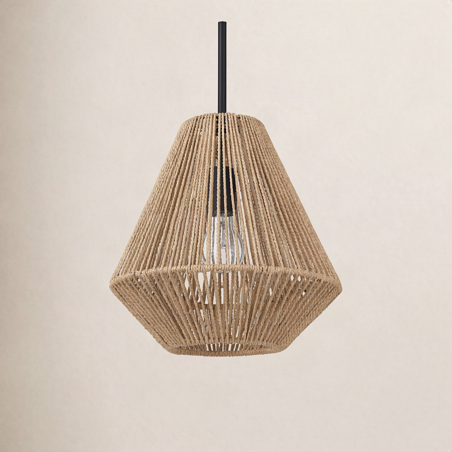 Simon Single Light Cotton Steel Dimmable Pendant