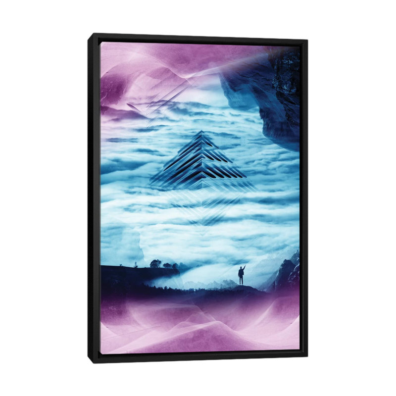 « de bleu », reproduction d’impression sur toile tendue, H 26 po x l 18 po x P 1,5 po, Pas de tapis, Toile avec cadre noir