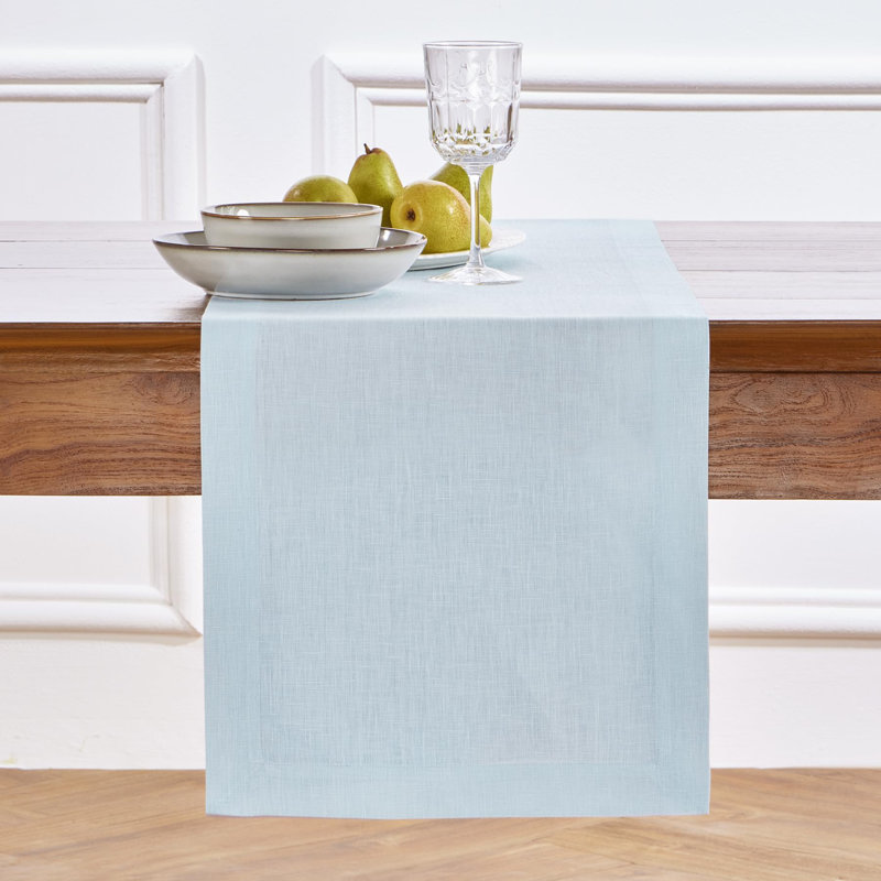 100% Pure Linen Table Runner - Fete, 90" x 14", Solid Color, Pink Lemonade