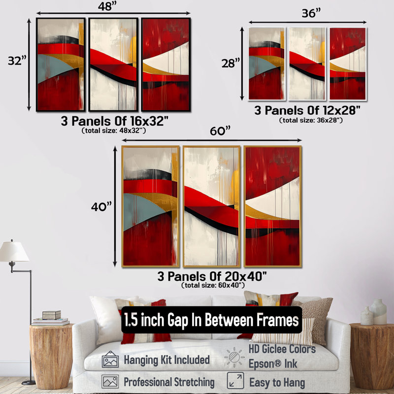 Subtil terrain de couleurs volcaniques II - Art mural grand minimalisme - 3 panneaux, H 32 po x l 48 po, Brun