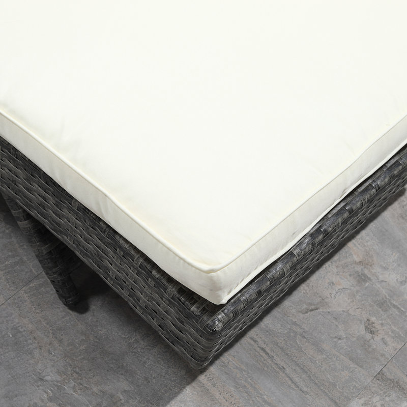 Chaise longue en osier Outsunny, Blanc, crème, Noir