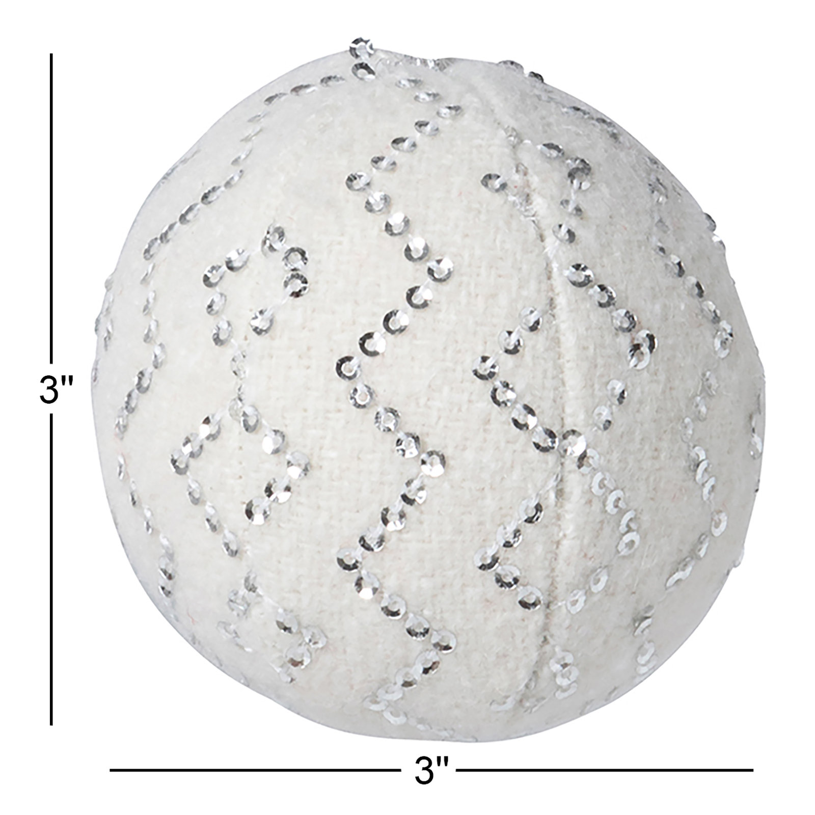 Alpine Sanctuary Felt Ball Jingle Bell Ornament, White/Silver