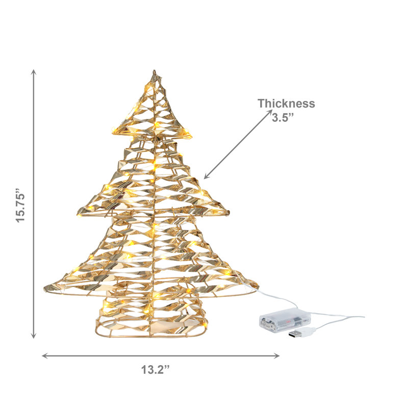 LED Gold Tinsel Christmas Tree With Timer