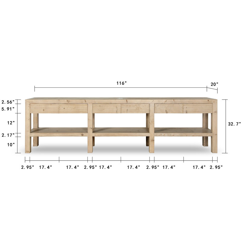 120'' W Solid Wood Console Table