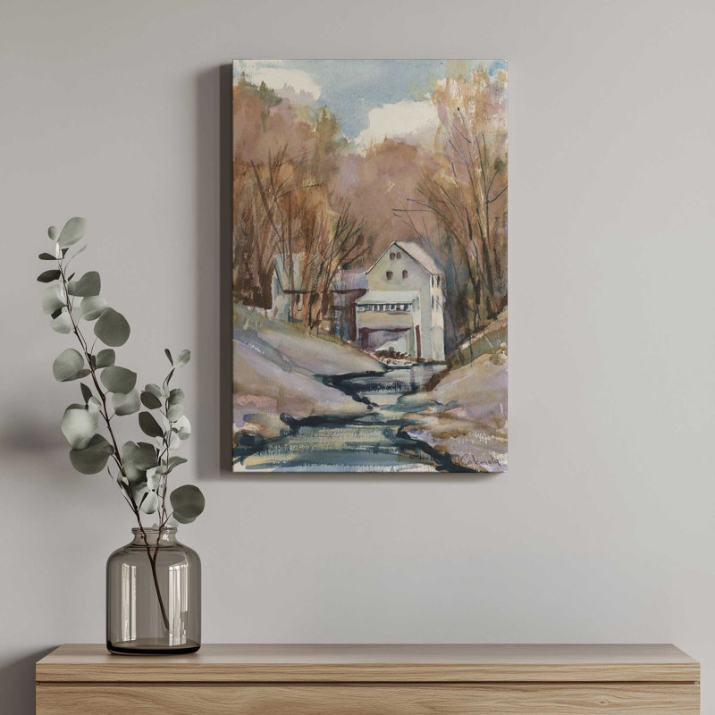 «Hill Town River View» par Stephen Calcasola, reproduction d'art sur toile, H 48 po x l 36 po