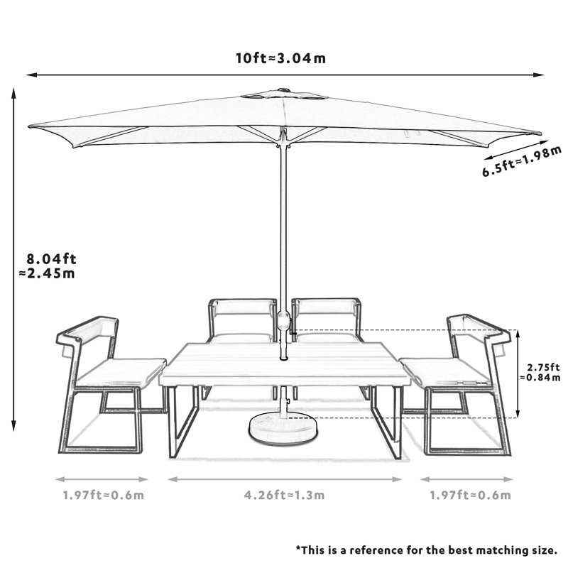 Parasol de marché rectangulaire de 10 pi x 6,6 pi Bradford, Bleu marine
