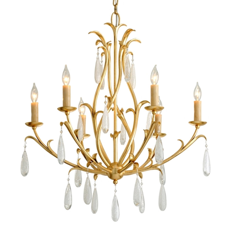 Prosecco Gold Leaf 30'' Crystal 6-Light Chandelier