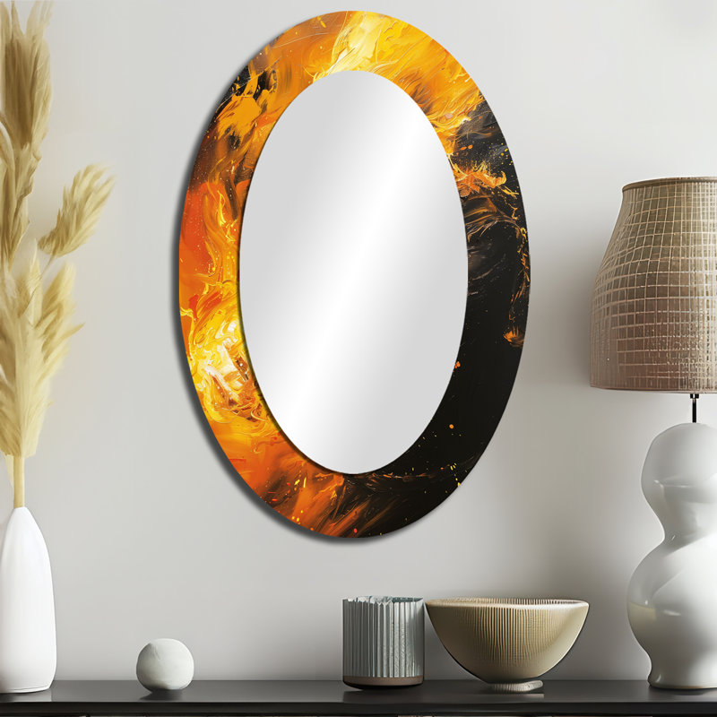 Monstre géant jaune - décor de miroir mural ovale jaune, 36 po x 24 po