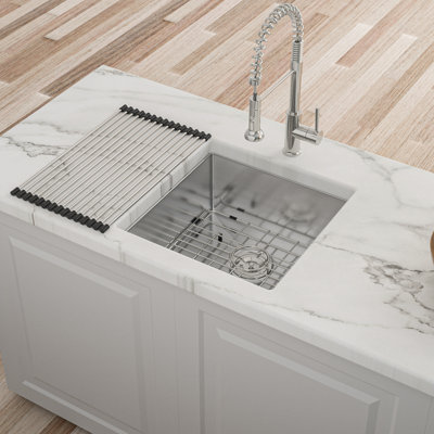 Évier de cuisine encastrable 17 po - 17 po x 19 po x 10 po - Évier de cuisine à simple cuve de calibre 16 - Bar encastré 10 po