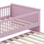 Lit plateforme en bois avec garde-corps et lit gigogne-313039924