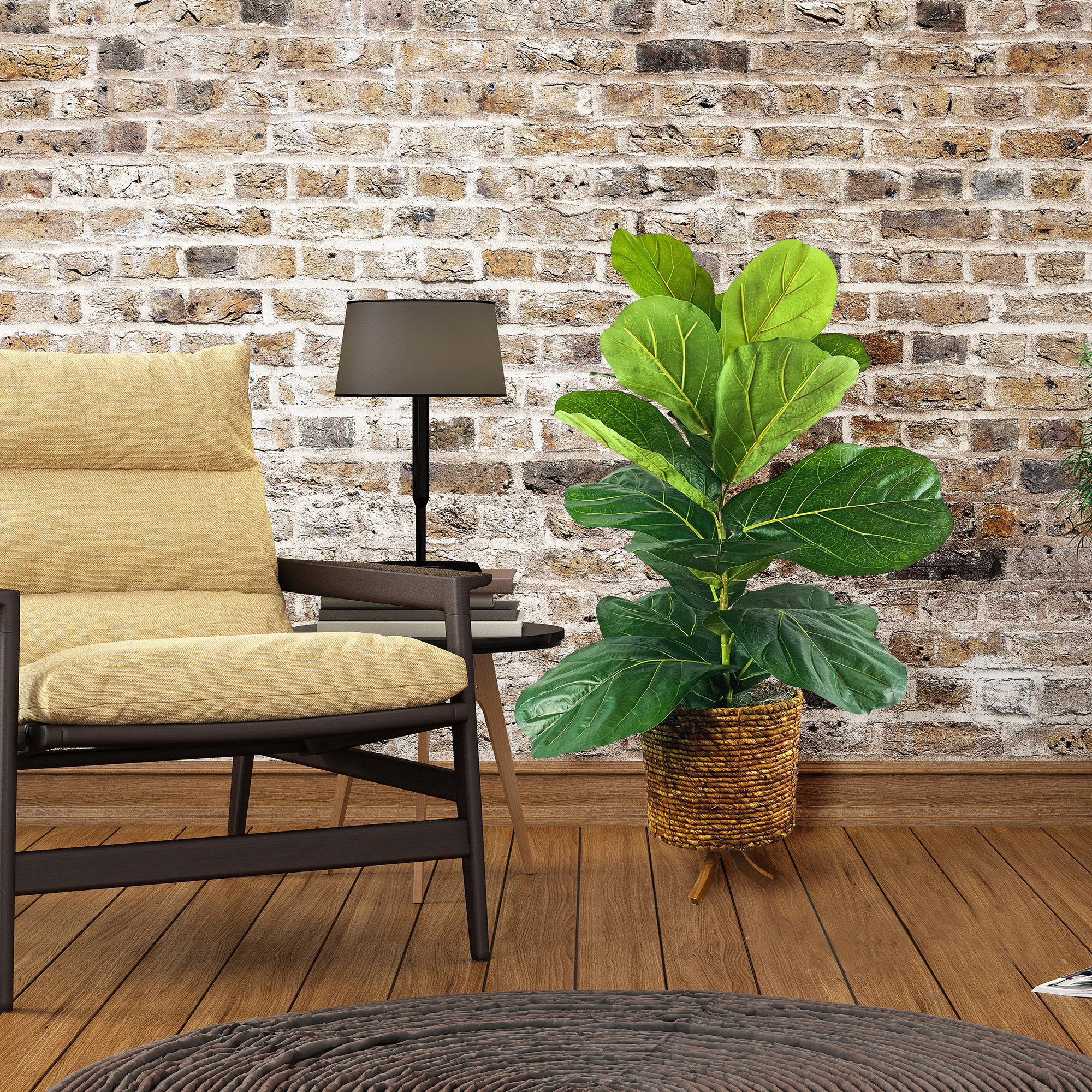 Primrue 48'' Faux Fiddle Leaf Fig Tree in Wicker/Rattan Basket Wayfair