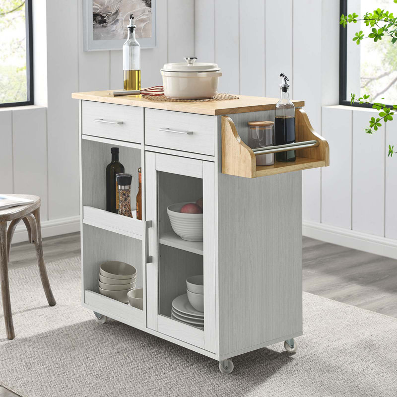 Modway Culinary Kitchen Cart With Spice Rack, White