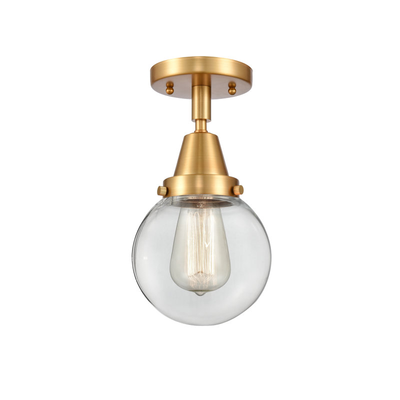 Alphonsa Glass Flush Mount, No Bulb Included, Yes, Satin Gold
