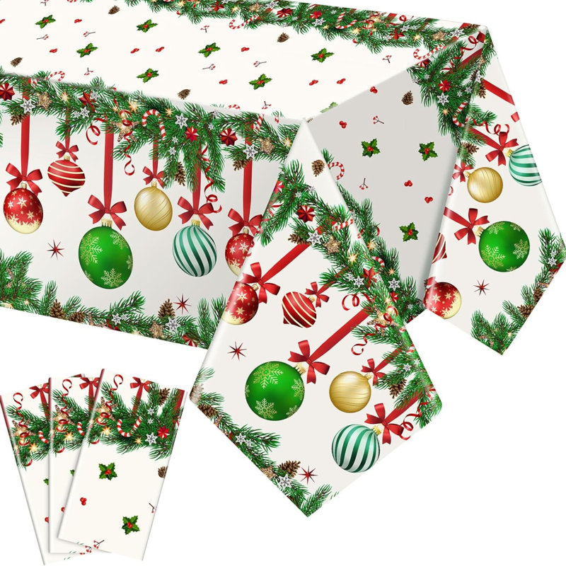 12 Pack 54x108 inch Christmas Red leakproof sturdy disposable plastic table cloth rectangle tables Halloween Thanksgiving Harvest Fall party decorations