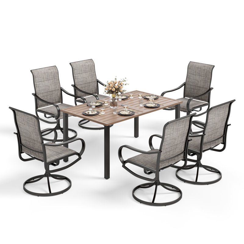 6 - Person Metal Patio Dining Set With Rectangular Table