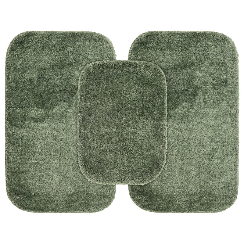 Mccluney Traditional Nylon Bath Rug with Non-Slip Backing, Deep Fern