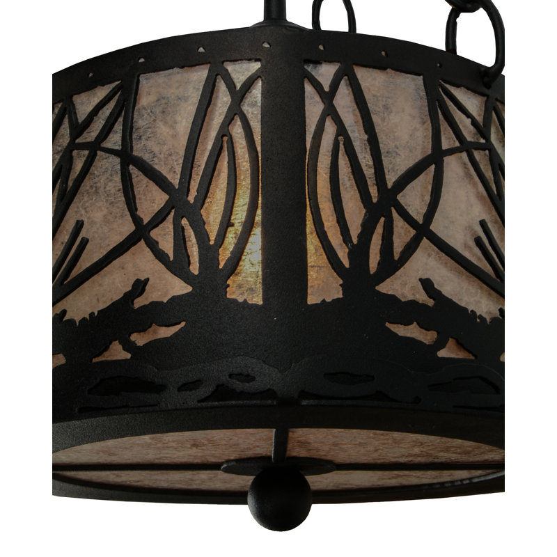 Luminaire suspendu tambour 1 lumières unique, Noir
