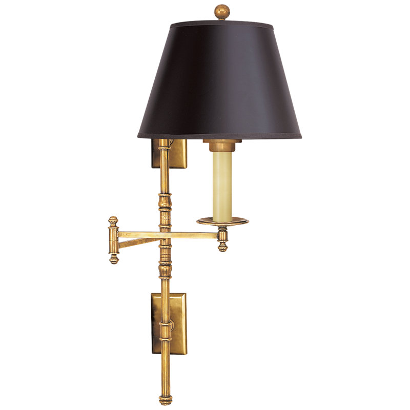 Chapman & Myers Dorchester Double Backplate Swing Arm, Black, Antique Burnished Brass