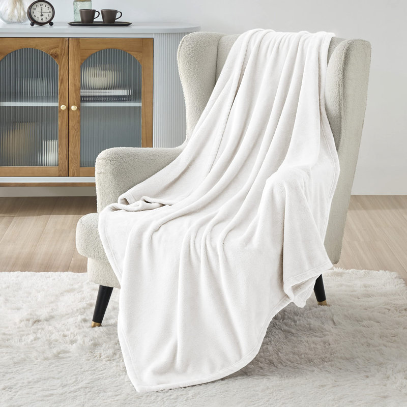 Couverture polaire Cozy Winter Collection 300GSM pour canapé, canapé, lit, L 50 po x L 70 po, Blanc