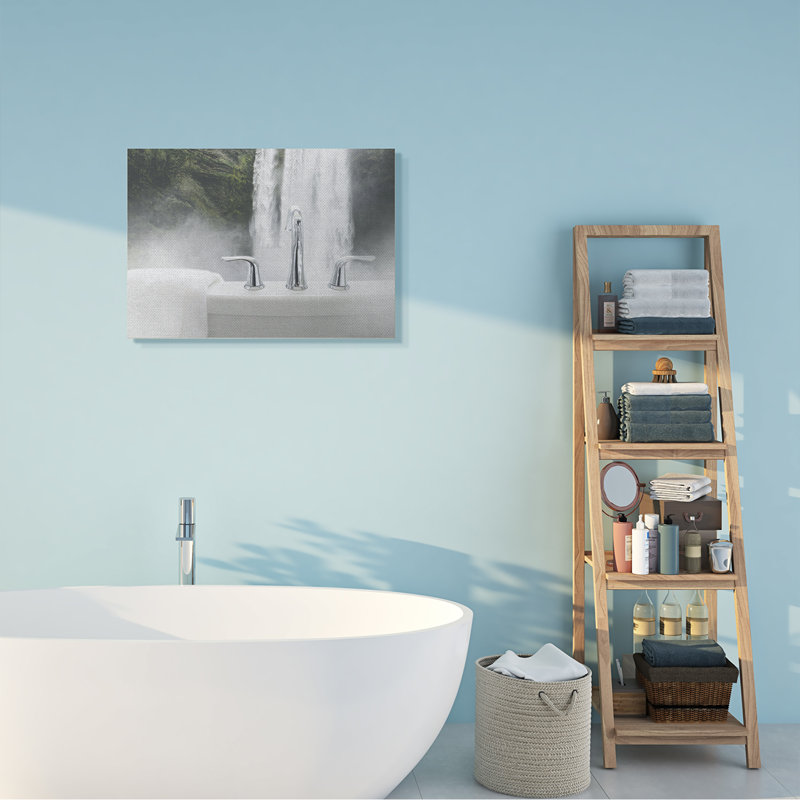 «Waterfall Bath Time Abstract Bathroom» par Milli Villa - reproduction de photo, H 24 po x l 30 po x P 1,5 po, Toile tendue
