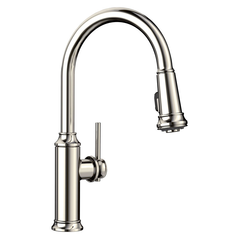 Robinet de cuisine à double jet à double arc Empressa - nickel poli, Nickel poli