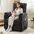 34" Chenille Power Recliner Chair with Side Pockets, Stepless Remote Control, Small Space Electric Recliner, 350 lb Capacity-2064714043