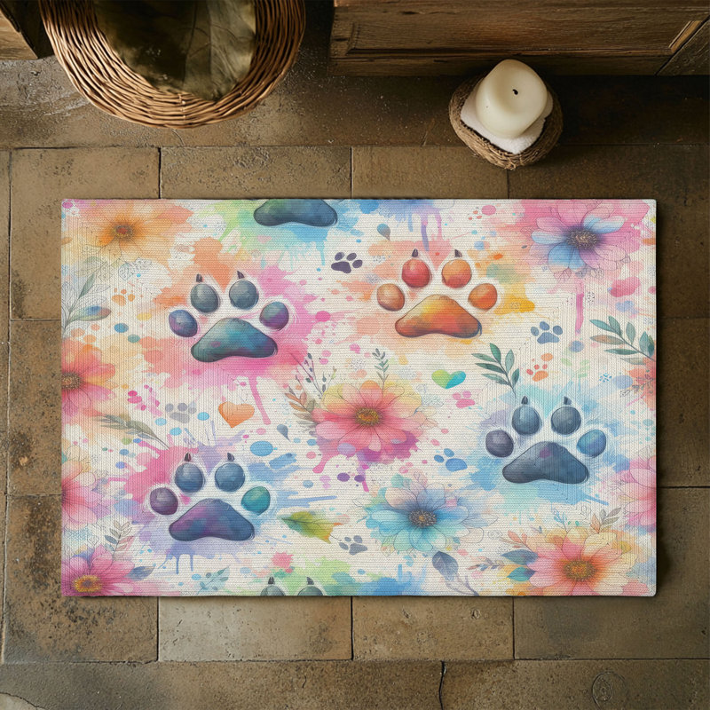 Tapis tressé avec pattes éclaboussées et peinture, Rectangulaire 3 pi x 5 pi